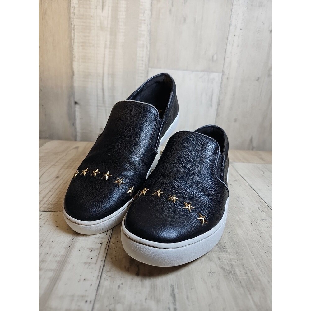 Michael Kors Black Leather Gold Stars Loafers Sneakers Womens Size US 8 M